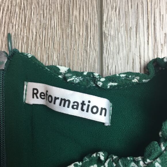 Reformation Vikki Mini Floral Green Parsley Dress Size 0 - Picture 4 of 9